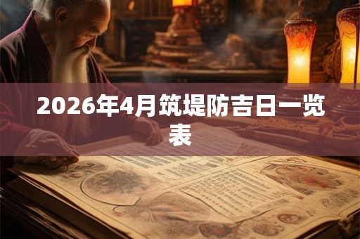 2026年4月筑堤防吉日一览表 2026年4月筑堤防吉日一览表