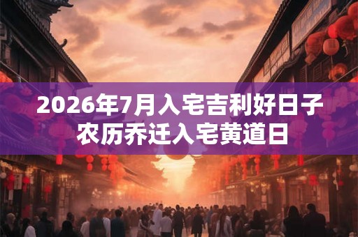 2026年7月入宅吉利好日子 农历乔迁入宅黄道日 2026年7月入宅吉利好日子 农历乔迁入宅黄道日