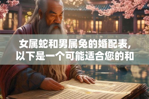 女属蛇和男属兔的婚配表,以下是一个可能适合您的和