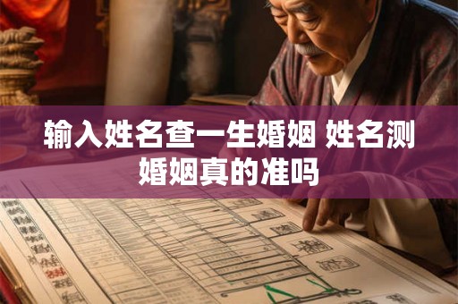 输入姓名查一生婚姻 姓名测婚姻真的准吗