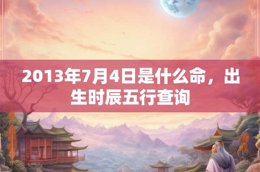 2013年7月4日是什么命，出生时辰五行查询