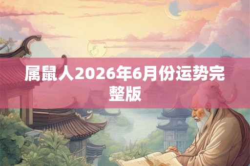 属鼠人2026年6月份运势完整版