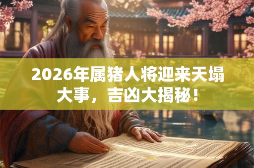 2026年属猪人将迎来天塌大事，吉凶大揭秘！