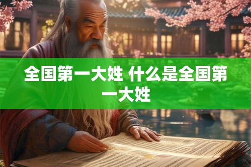 全国第一大姓 什么是全国第一大姓