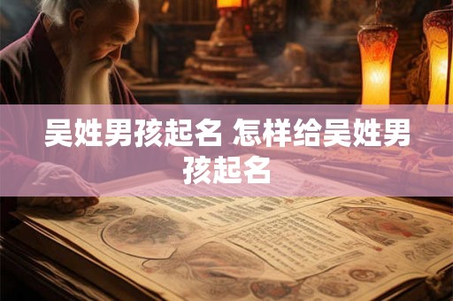 吴姓男孩起名 怎样给吴姓男孩起名