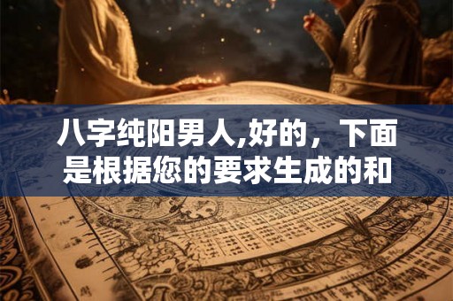 八字纯阳男人,好的，下面是根据您的要求生成的和