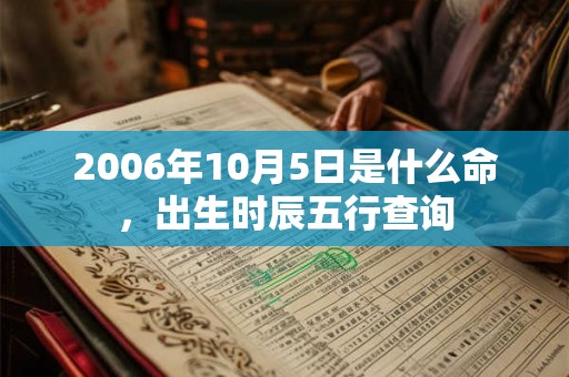 2006年10月5日是什么命，出生时辰五行查询