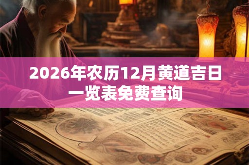 2026年农历12月黄道吉日一览表免费查询 2026年农历12月黄道吉日一览表免费查询