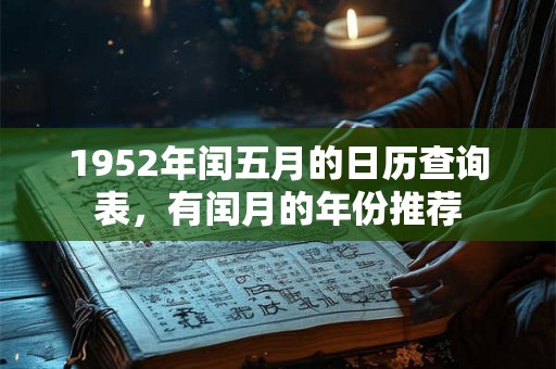 1952年闰五月的日历查询表，有闰月的年份推荐