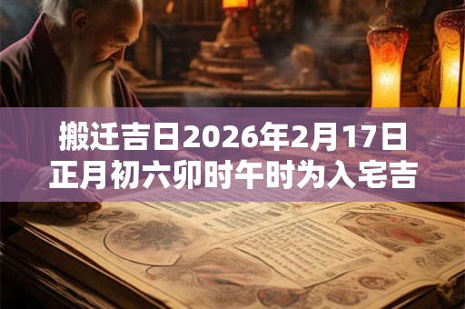 搬迁吉日2026年2月17日正月初六卯时午时为入宅吉时