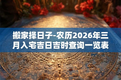 搬家择日子-农历2026年三月入宅吉日吉时查询一览表