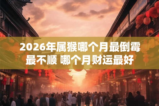 2026年属猴哪个月最倒霉最不顺 哪个月财运最好