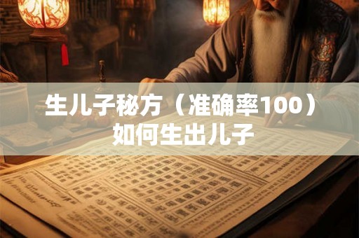 生儿子秘方（准确率100） 如何生出儿子