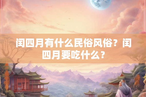 闰四月有什么民俗风俗？闰四月要吃什么？