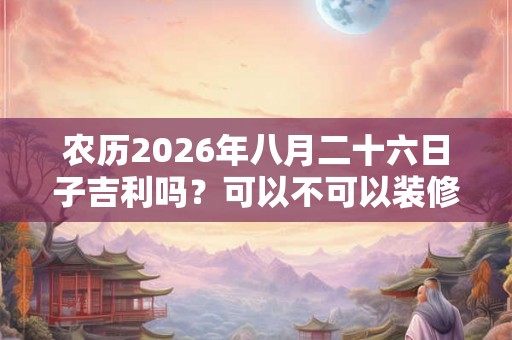 农历2026年八月二十六日子吉利吗？可以不可以装修动土？