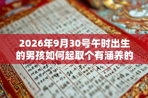 2026年9月30号午时出生的男孩如何起取个有涵养的名字和五行属性