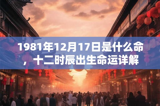 1981年12月17日是什么命，十二时辰出生命运详解