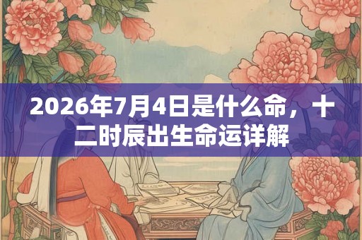 2026年7月4日是什么命，十二时辰出生命运详解