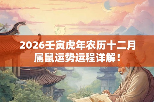 2026壬寅虎年农历十二月属鼠运势运程详解！