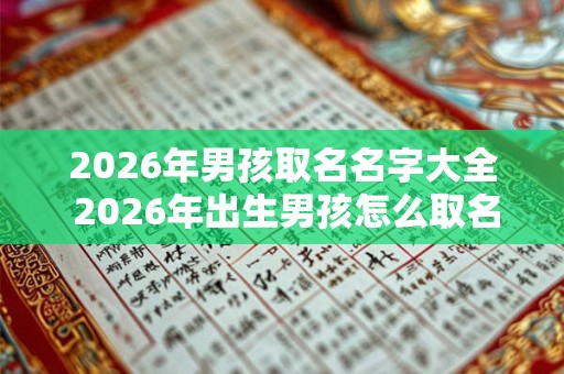 2026年男孩取名名字大全 2026年出生男孩怎么取名