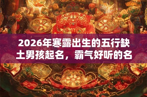 2026年寒露出生的五行缺土男孩起名，霸气好听的名字