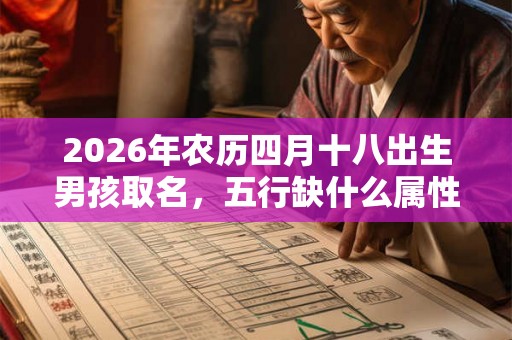 2026年农历四月十八出生男孩取名，五行缺什么属性？