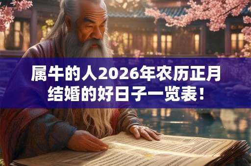 属牛的人2026年农历正月结婚的好日子一览表！