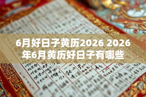 6月好日子黄历2026 2026年6月黄历好日子有哪些