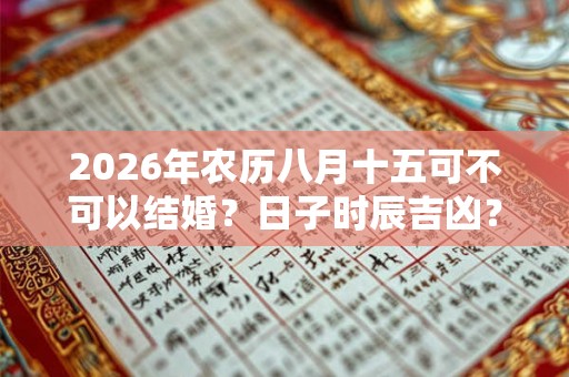 2026年农历八月十五可不可以结婚？日子时辰吉凶？