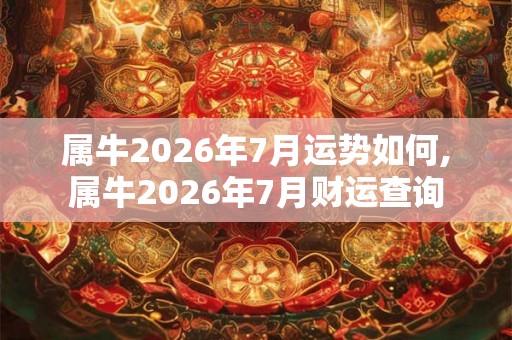 属牛2026年7月运势如何,属牛2026年7月财运查询