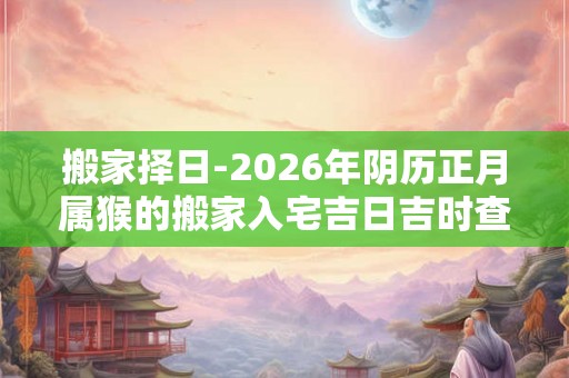 搬家择日-2026年阴历正月属猴的搬家入宅吉日吉时查询