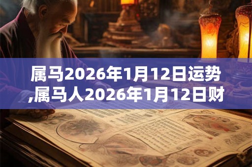 属马2026年1月12日运势,属马人2026年1月12日财运,生肖马2026年1月12日运势