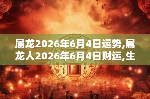 属龙2026年6月4日运势,属龙人2026年6月4日财运,生肖龙2026年6月4日运势