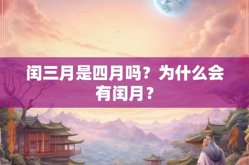 闰三月是四月吗？为什么会有闰月？