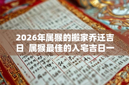 2026年属猴的搬家乔迁吉日  属猴最佳的入宅吉日一览表