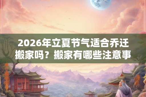 2026年立夏节气适合乔迁搬家吗？搬家有哪些注意事项？