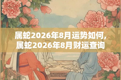 属蛇2026年8月运势如何,属蛇2026年8月财运查询