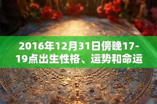 2016年12月31日傍晚17-19点出生性格、运势和命运