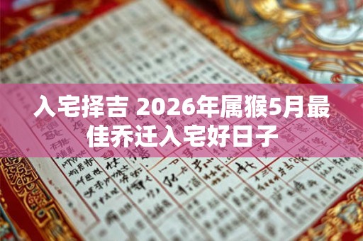 入宅择吉 2026年属猴5月最佳乔迁入宅好日子