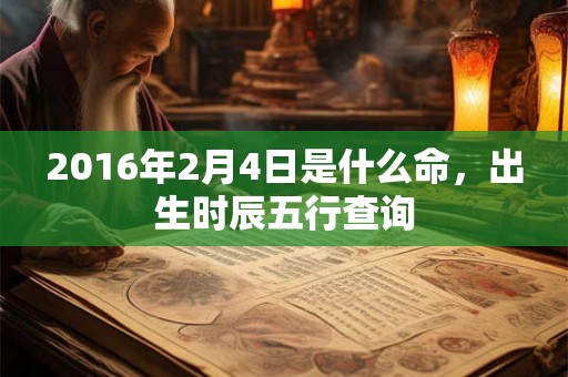 2016年2月4日是什么命，出生时辰五行查询