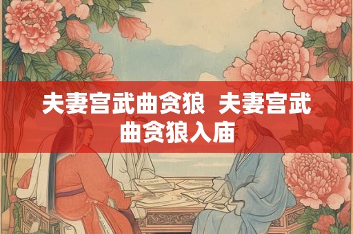 夫妻宫武曲贪狼  夫妻宫武曲贪狼入庙