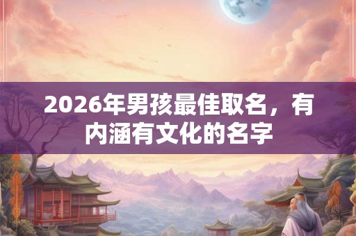 2026年男孩最佳取名，有内涵有文化的名字