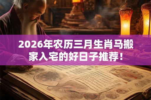 2026年农历三月生肖马搬家入宅的好日子推荐! 2026年农历三月生肖马搬家入宅的好日子推荐!