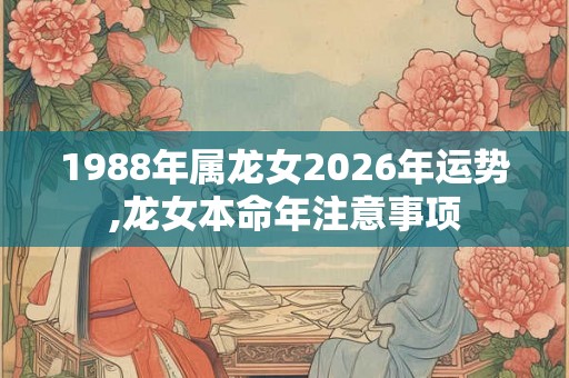 1988年属龙女2026年运势,龙女本命年注意事项