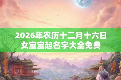 2026年农历十二月十六日女宝宝起名字大全免费 2026年农历十二月十六日女宝宝起名字大全免费