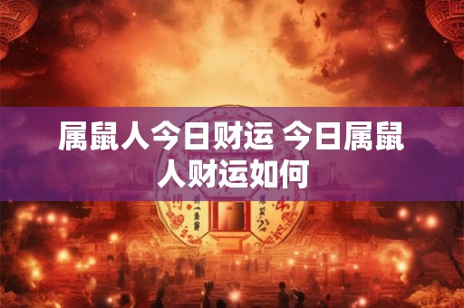 属鼠人今日财运 今日属鼠人财运如何