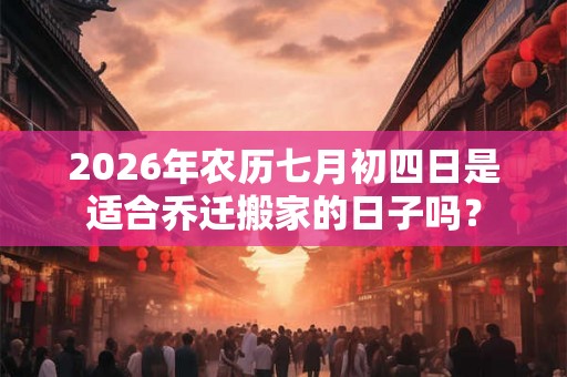 2026年农历七月初四日是适合乔迁搬家的日子吗？
