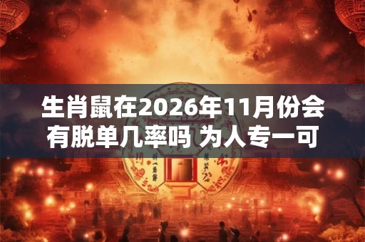 生肖鼠在2026年11月份会有脱单几率吗 为人专一可脱单