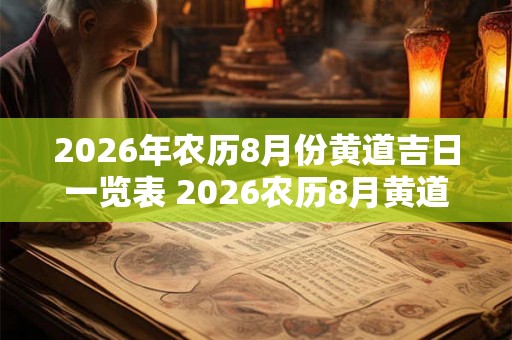 2026年农历8月份黄道吉日一览表 2026农历8月黄道吉日查询