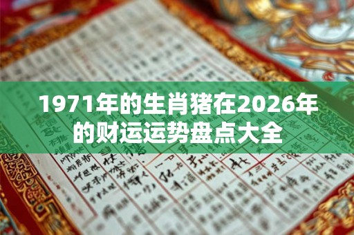 1971年的生肖猪在2026年的财运运势盘点大全